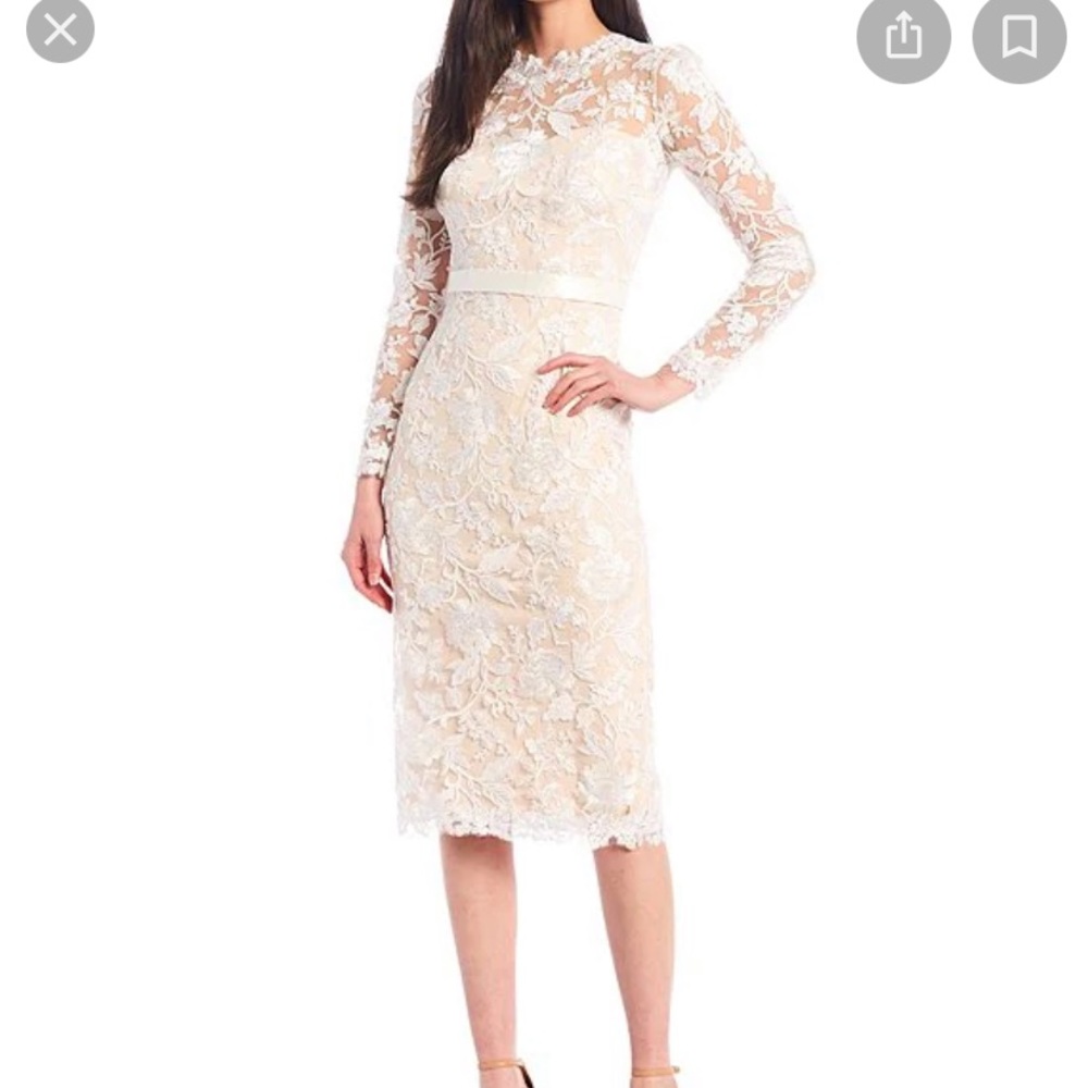 Tadashi Shoji
Open Back Lace Crew Neck Long Sleeve Dress (worn once)